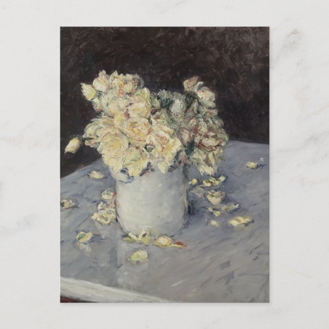 Gustave Caillebotte-Gelbe Rosen in einer Vase Postkarte (Vorderseite)