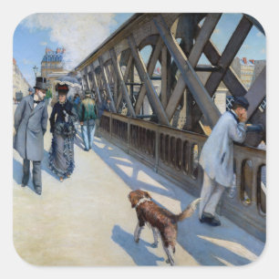 Gustave Caillebotte - Le Pont de l'Europe Quadratischer Aufkleber