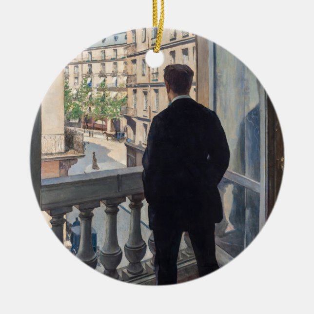 Gustave Caillebotte - Mann am Fenster Keramik Ornament (Vorne)