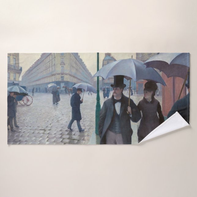 Gustave Caillebotte - Paris Street; Rainy Day Badhandtuch Set (Badehandtuch)