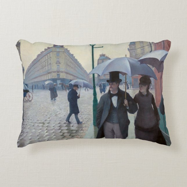 Gustave Caillebotte - Paris Street; Rainy Day Dekokissen (Vorderseite)