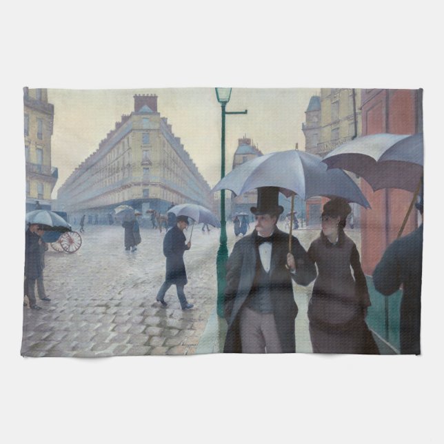 Gustave Caillebotte - Paris Street; Rainy Day Geschirrtuch (Horizontal)