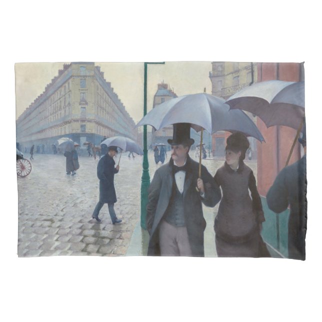 Gustave Caillebotte - Paris Street; Rainy Day Kissenbezug (Vorderseite)