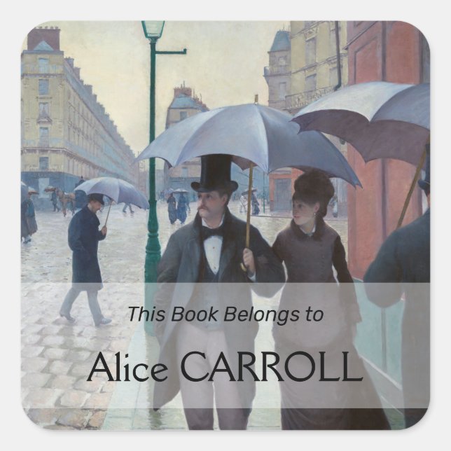 Gustave Caillebotte - Paris Street; Rainy Day Quadratischer Aufkleber (Vorderseite)