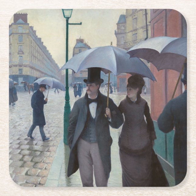 Gustave Caillebotte - Paris Street; Rainy Day Rechteckiger Pappuntersetzer (Vorderseite)