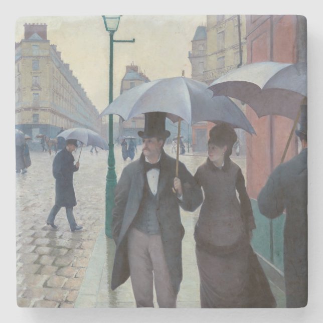 Gustave Caillebotte - Paris Street; Rainy Day Steinuntersetzer (Vorderseite)
