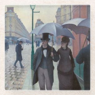 Gustave Caillebotte - Pariser Straße an einem regn Glasuntersetzer
