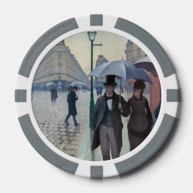 Gustave Caillebotte - Pariser Straße; Regentag Pokerchips (Vorderseite)
