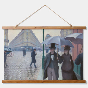 Gustave Caillebotte - Pariser Straße; Regentag Wandteppich Mit Holzrahmen