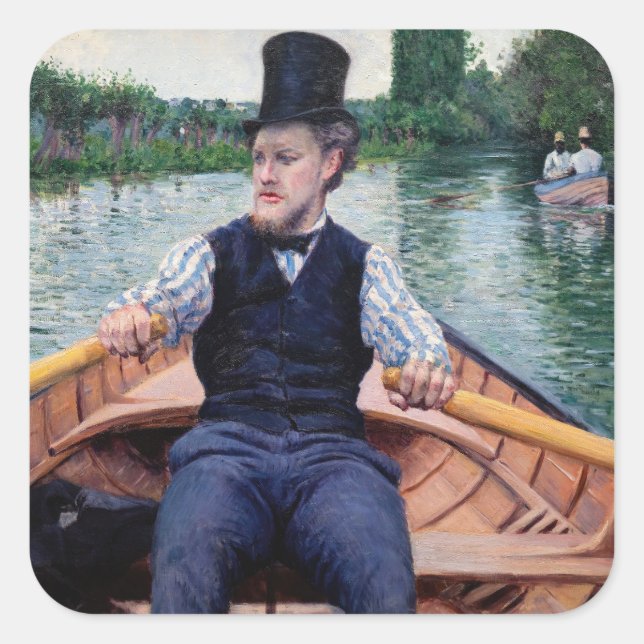 Gustave Caillebotte - Party für Boote Quadratischer Aufkleber (Vorderseite)
