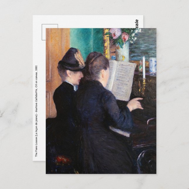 Gustave Caillebotte - Piano-Lektion Postkarte (Vorne/Hinten)