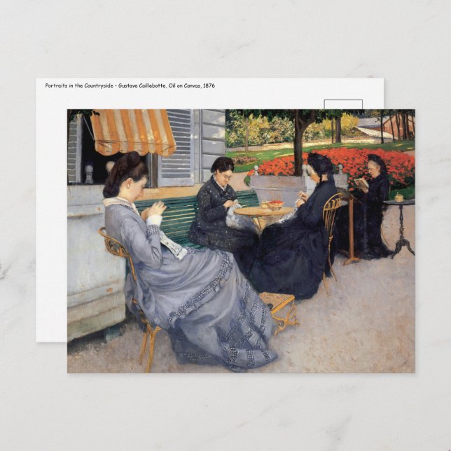 Gustave Caillebotte - Porträts im Grünen Postkarte (Vorne/Hinten)