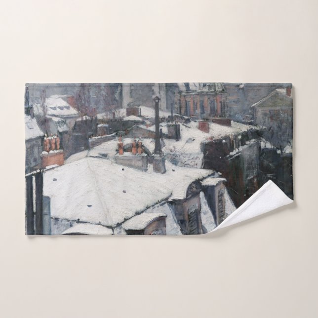 Gustave Caillebotte - Rooftops im Schnee Badhandtuch Set (Handtuch)
