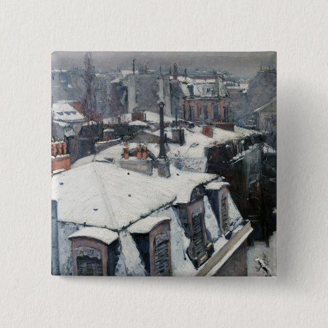Gustave Caillebotte - Rooftops im Schnee Button (Vorderseite)