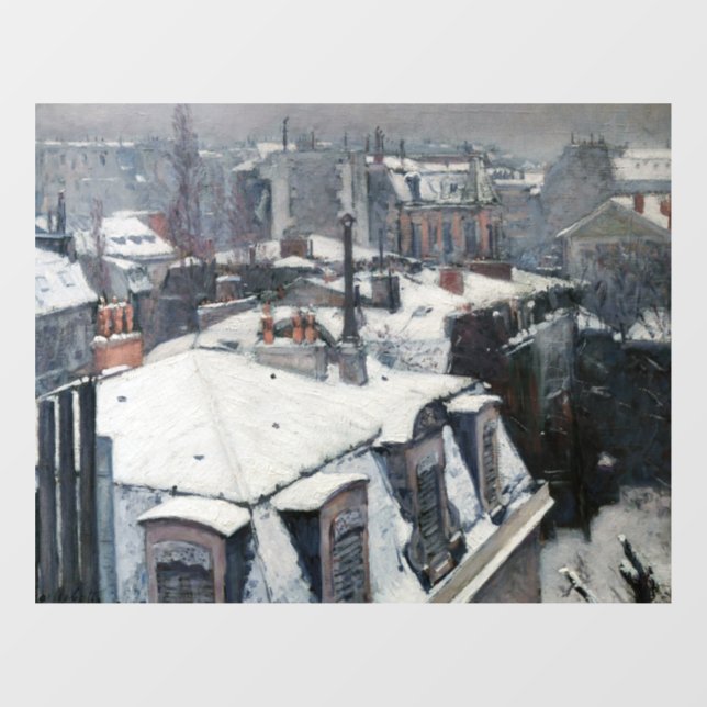 Gustave Caillebotte - Rooftops im Schnee Fensteraufkleber (Blatt)