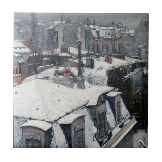 Gustave Caillebotte - Rooftops im Schnee Fliese (Vorderseite)