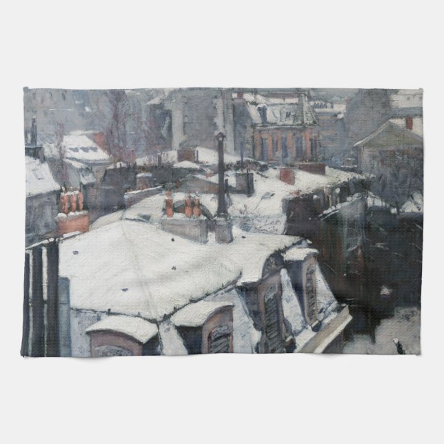 Gustave Caillebotte - Rooftops im Schnee Geschirrtuch (Horizontal)