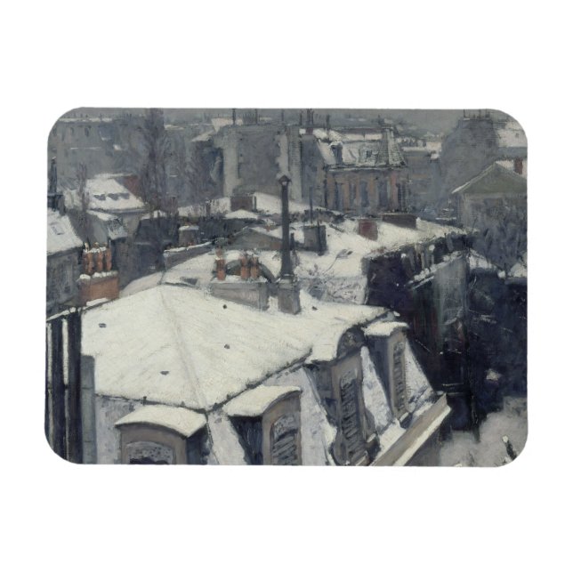 Gustave Caillebotte - Rooftops im Schnee Magnet (Horizontal)