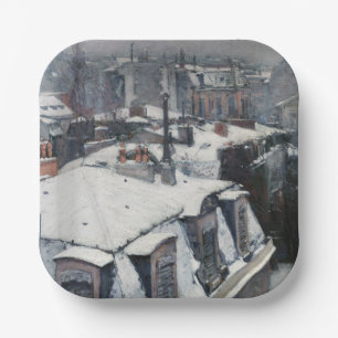 Gustave Caillebotte - Rooftops im Schnee Pappteller