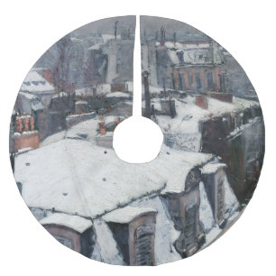 Gustave Caillebotte - Rooftops im Schnee Polyester Weihnachtsbaumdecke