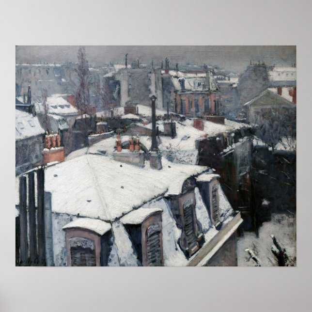 Gustave Caillebotte - Rooftops im Schnee Poster (Vorne)