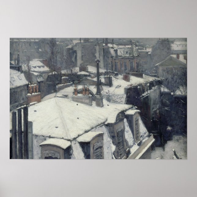 Gustave Caillebotte - Rooftops im Schnee Poster (Vorne)