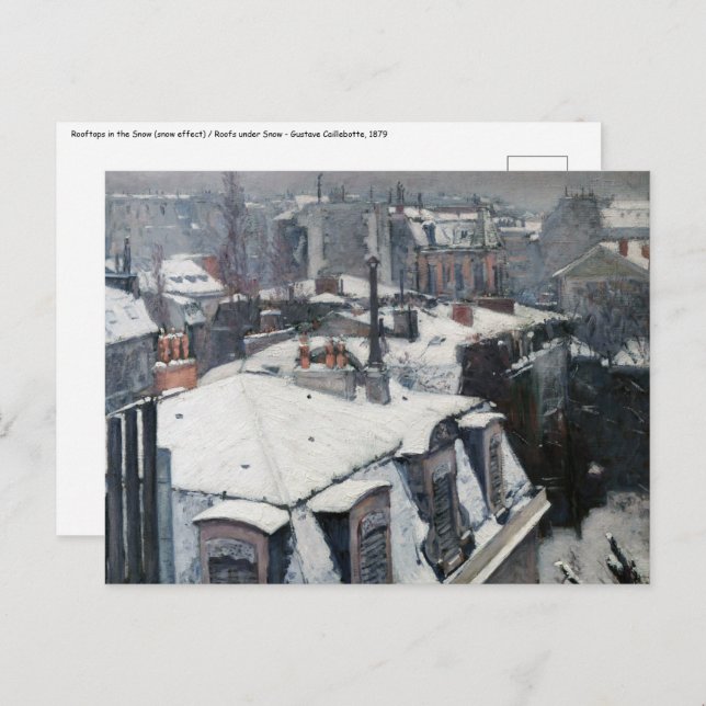 Gustave Caillebotte - Rooftops im Schnee Postkarte (Vorne/Hinten)