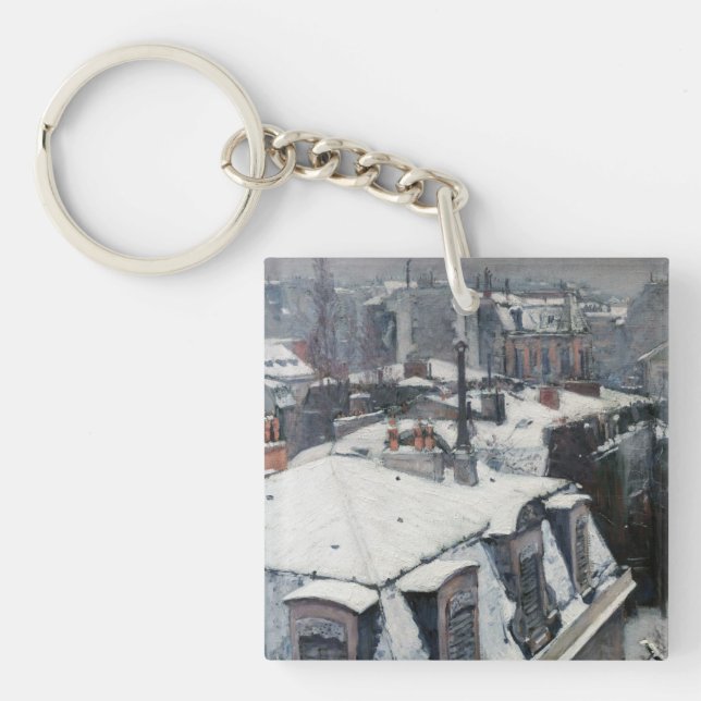 Gustave Caillebotte - Rooftops im Schnee Schlüsselanhänger (Vorderseite)