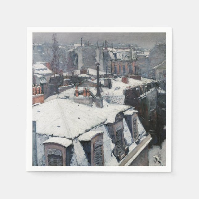 Gustave Caillebotte - Rooftops im Schnee Serviette (Vorderseite)