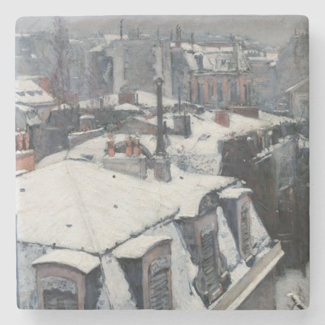 Gustave Caillebotte - Rooftops im Schnee Steinuntersetzer (Vorderseite)