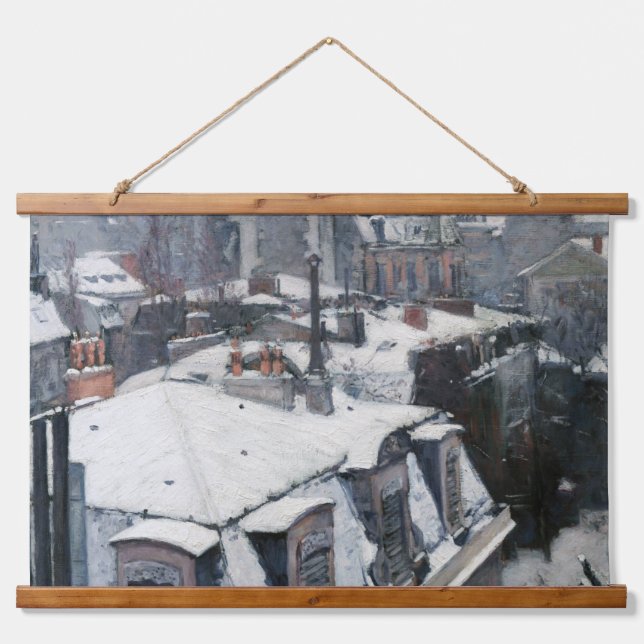 Gustave Caillebotte - Rooftops im Schnee Wandteppich Mit Holzrahmen (Vorne)