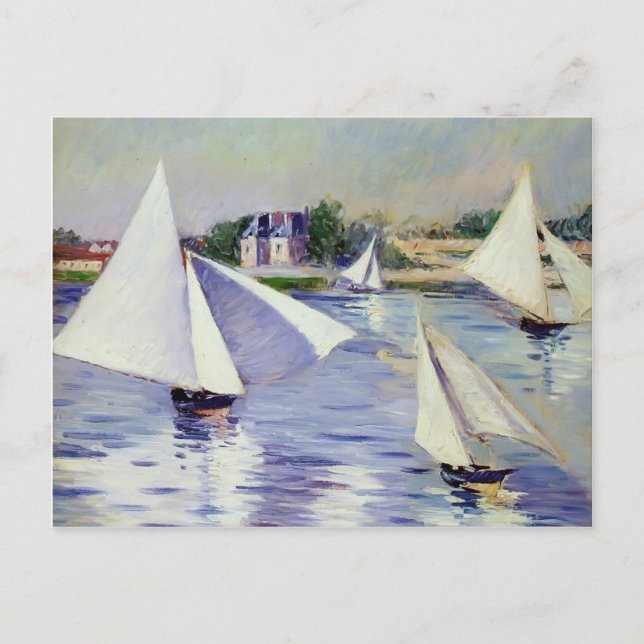 Gustave Caillebotte - Segelboote auf der Seine Postkarte (Vorderseite)