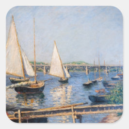 Gustave Caillebotte - Segelboote in Argenteuil Quadratischer Aufkleber