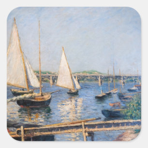 Gustave Caillebotte - Segelboote in Argenteuil Quadratischer Aufkleber