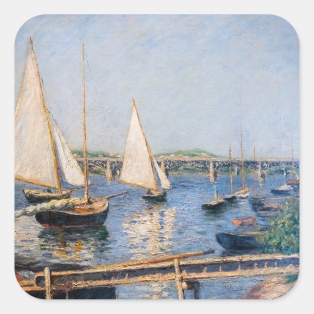 Gustave Caillebotte - Segelboote in Argenteuil Quadratischer Aufkleber (Vorderseite)