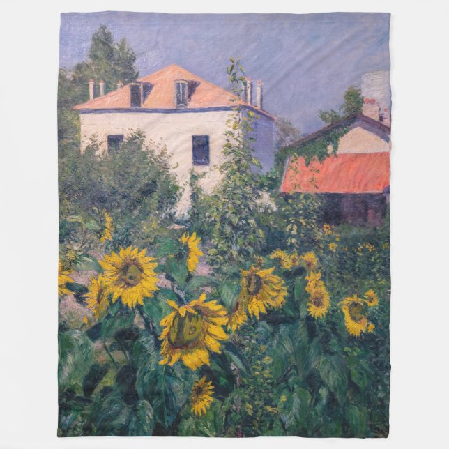 Gustave Caillebotte - Sonnenblumen, Garten Fleecedecke (Vorderseite)