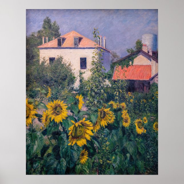 Gustave Caillebotte - Sonnenblumen, Garten Poster (Vorne)