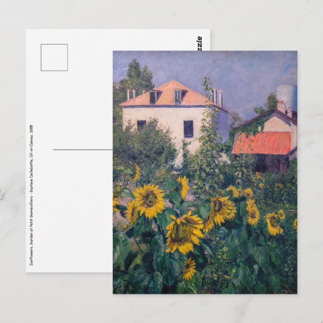 Gustave Caillebotte - Sonnenblumen, Garten Postkarte (Vorne/Hinten)