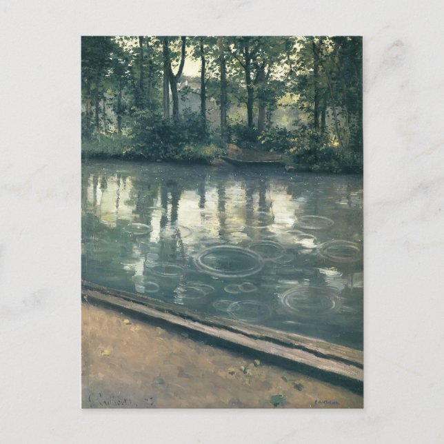 Gustave Caillebotte - The Yerres, Regen Postkarte (Vorderseite)