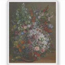 Gustave Courbet - Bouquet der Blume in einer Vase Aufkleber