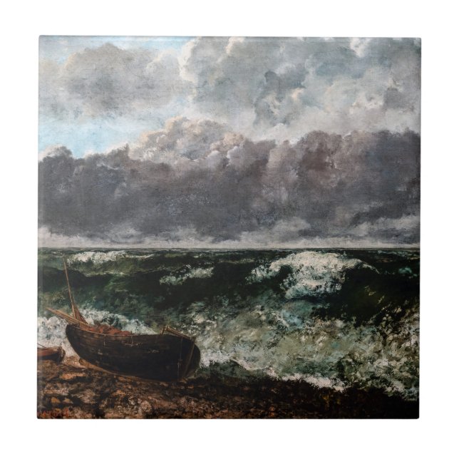 Gustave Courbet - Das Sturmmeer / die Welle Fliese (Vorderseite)
