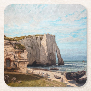 Gustave Courbet - Klippen bei Etretat nach dem Stu Rechteckiger Pappuntersetzer