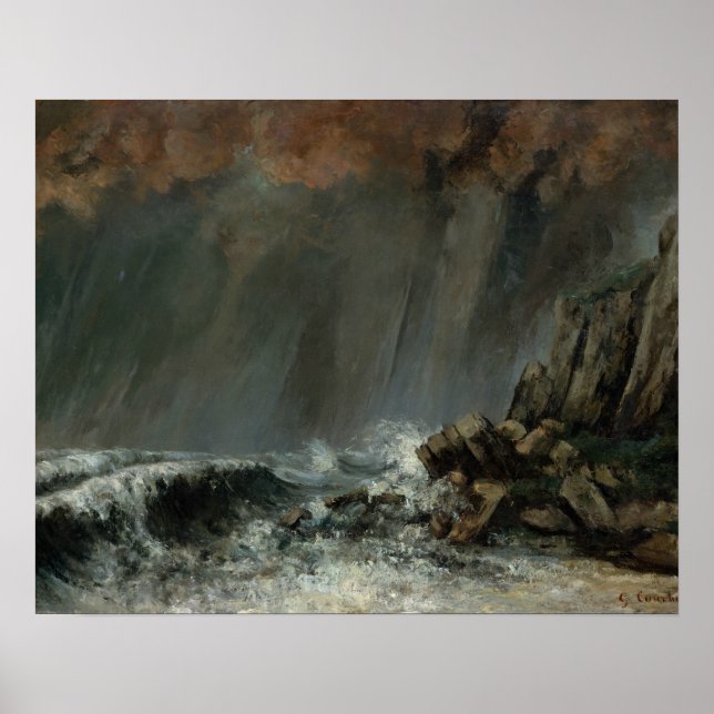 Gustave Courbet - Marine: Der Wasserspout Poster (Vorne)