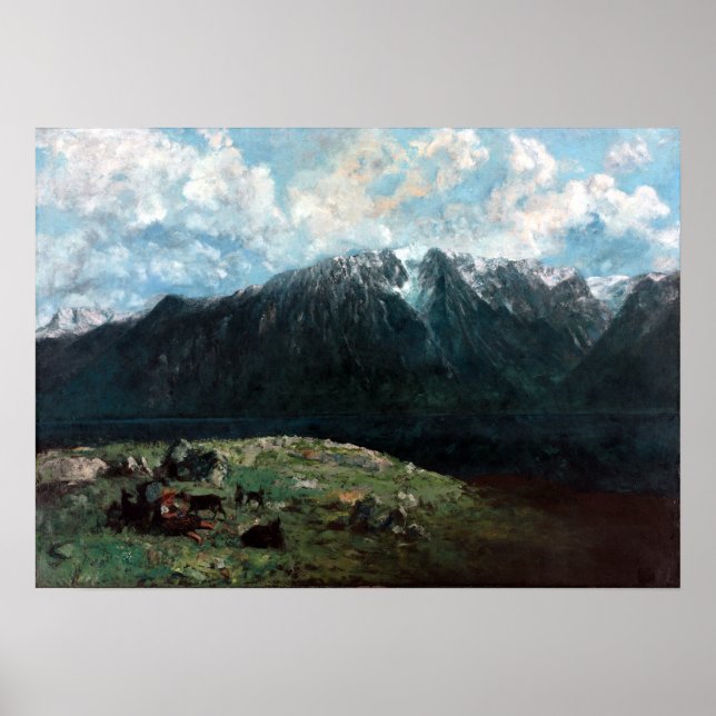 Gustave Courbet Panoramasicht auf die Alpen Poster (Vorne)
