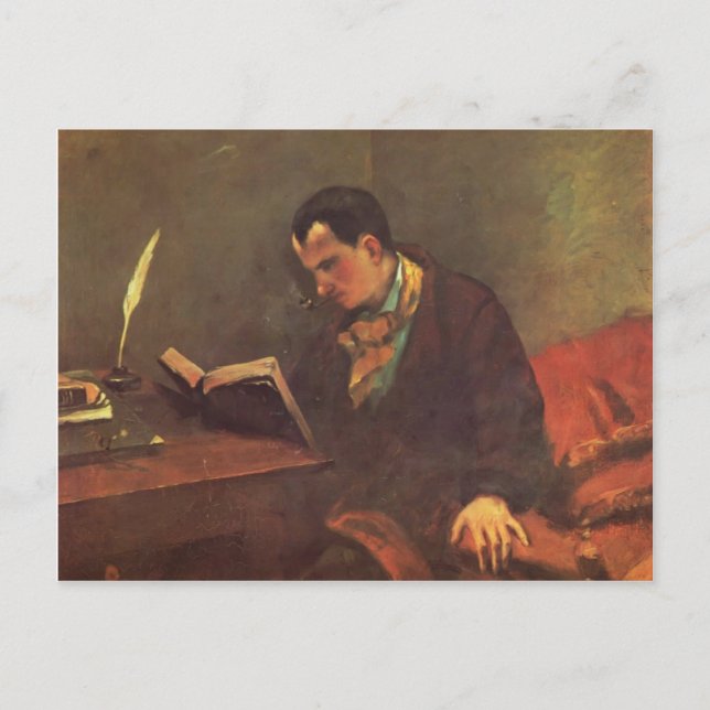 Gustave Courbet - Portrait von Charles Baudelaire Postkarte (Vorderseite)