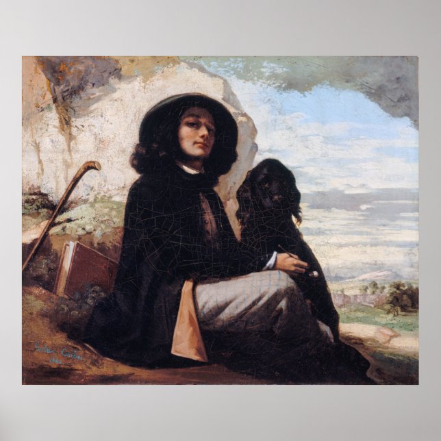 Gustave Courbet - Selbstportrait mit einem schwarz Poster (Vorne)
