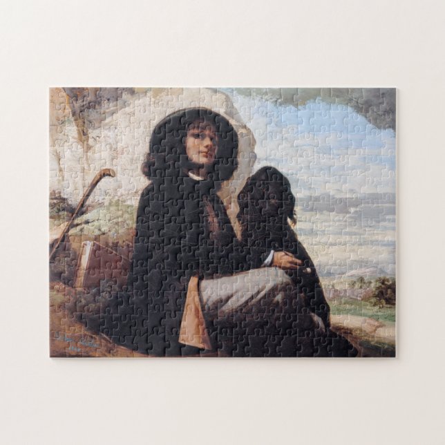 Gustave Courbet - Selbstportrait mit einem schwarz Puzzle (Horizontal)