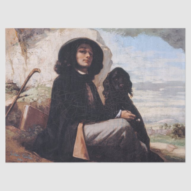 Gustave Courbet - Selbstportrait mit einem schwarz Seidenpapier (Vorderseite)