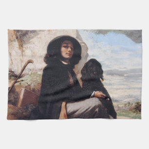 Gustave Courbet - Selbstporträt mit schwarzem Hund Geschirrtuch
