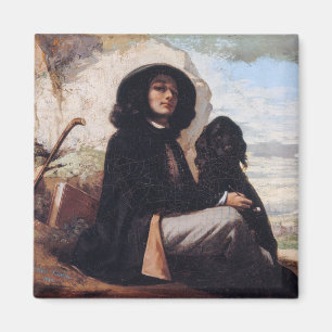 Gustave Courbet - Selbstporträt mit schwarzem Hund Magnet
